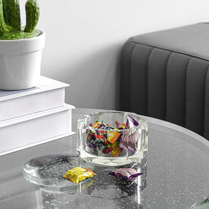 kitCom Crystal Candy Dish Hand-Cut Home Decorative Jewelry Box Candy Jar W 3.94" x H 1.97", Comes With Gift Box