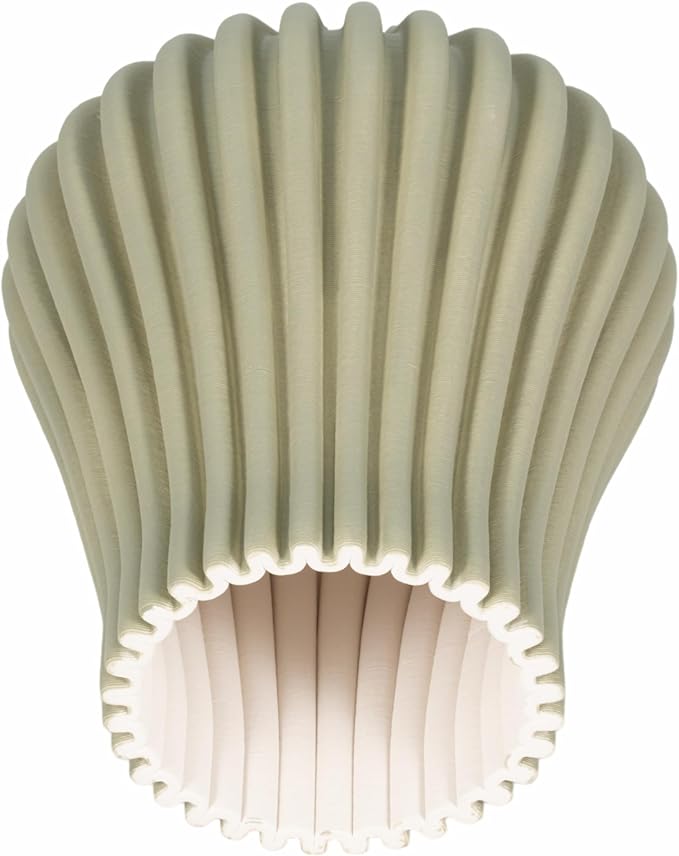 Ceramic Vase for Home Decor – Sculptural 3D Design Living Room Vase for Bedroom, House, Room, or Office Accent – Ribbed Decorative Flower Accent and Table Accents – 11” Green