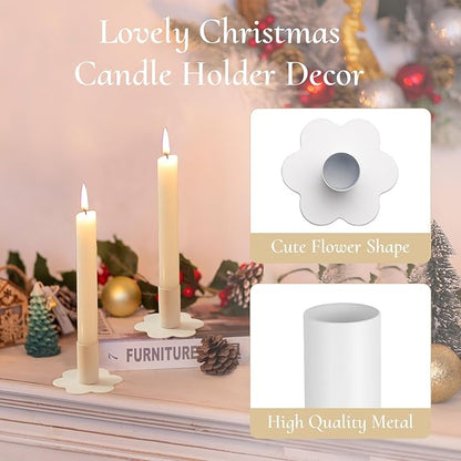 Candlestick Holders Taper Candle Holders: 6Pcs White Candle Holder for Table White Candlestick Holders Candle Sticks Holder Decor Home Flower Candle Holder Wedding Cute Small Candle Holders