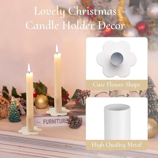 Candlestick Holders Taper Candle Holders: 6Pcs White Candle Holder for Table White Candlestick Holders Candle Sticks Holder Decor Home Flower Candle Holder Wedding Cute Small Candle Holders