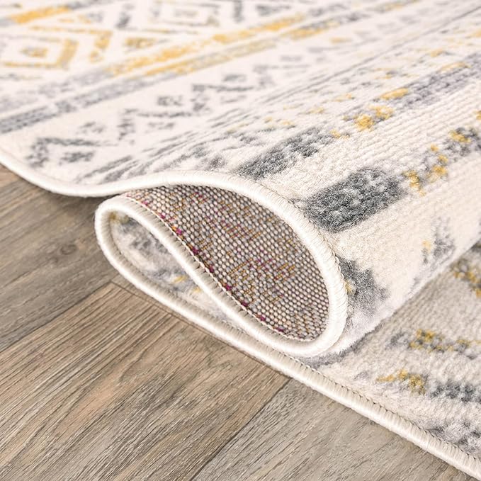 Rugshop Geometric Boho Perfect for high Traffic Areas of Your Living Room,Bedroom,Home Office,Kitchen Area Rug 7'10" x 10' Yellow