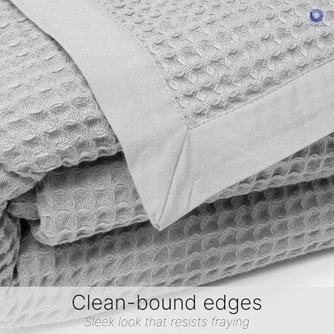 GOTS Certified Organic Cotton Waffle Weave Blanket, King Bed Size,108"X90" Cozy Throw Blanket for Couch, Modern Home Decor, Throw Blankets,Waffle Blanket, Soft Bed Blankets -Scottish Grey