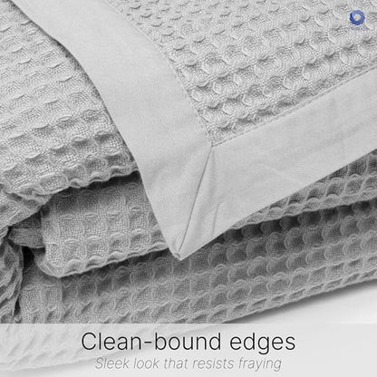 GOTS Certified Organic Cotton Waffle Weave Blanket, King Bed Size,108"X90" Cozy Throw Blanket for Couch, Modern Home Decor, Throw Blankets,Waffle Blanket, Soft Bed Blankets -Scottish Grey
