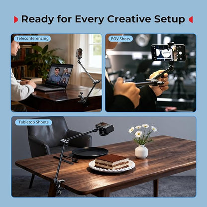 SMALLRIG Desktop Magic Arm Support with Crab-Shaped Clamp Kit, Aluminum Alloy, 24.3x4.5x1.1 in, 0.6lb Payload, for Smartphones, Webcams, Action Cameras, 5624