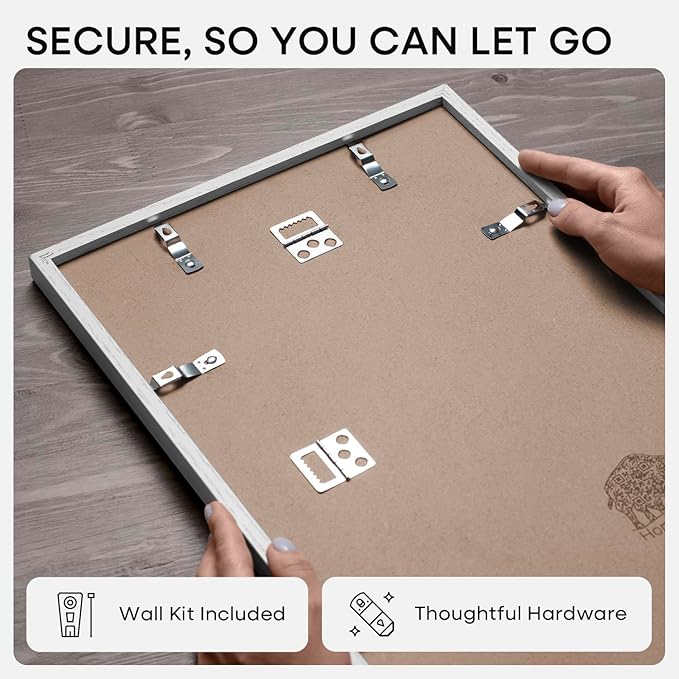Homeforia 19.25x26.75 White Wood Puzzle Frame, High End Oak 19.25 x 26.75 Frames without Mat, Wooden 26.75x19.25 Picture Frames for Wall, 19.25by26.75 Poster Frames, Tempered Glass, Wall Kit, Set of 1