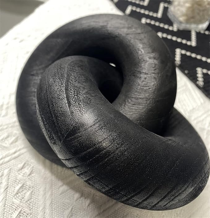 S-SNAIL-OO Wood Chain Link Decor - 7.5 Inches Length Aesthetic Room Decor, 2-Link Wood Chain Boho Decor for Living Room, Farmhouse Decor, Coffee Table (Black)