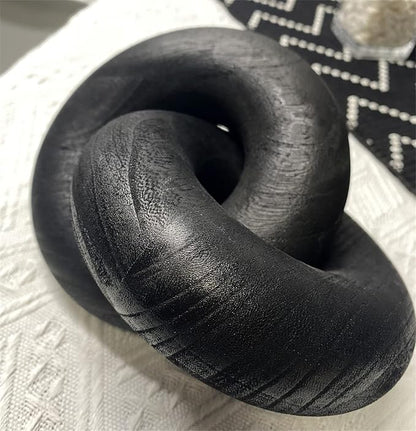 S-SNAIL-OO Wood Chain Link Decor - 7.5 Inches Length Aesthetic Room Decor, 2-Link Wood Chain Boho Decor for Living Room, Farmhouse Decor, Coffee Table (Black)