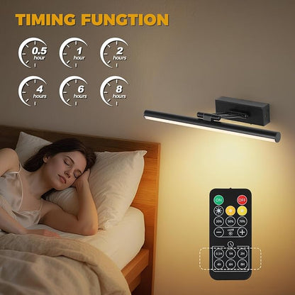 JUSHENG Black Picture Lights for Wall Battery Operated Gallery Lights 3CCT Dimmable Art Lamp Wireless Painting Lights for Display, Portraits 15.35'' Inch 3W