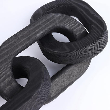 Wood Knot Decor Coffee Table Decor Shelf Decor Table Books Hand Carved Home Decoration Boho Farmhouse Rustic Modern Chain Link Decor Shabby Chic Bookshelf Decor 3 Link Wooden Knot, Black 2