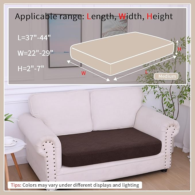hyha Waterproof Couch Cushion Covers, Waterproof Sectional Couch Covers for 2 Cushion Sofa for Pets, Stretch Sofa Slipcover Washable with Elastic Bottom(Medium, Chocolate)