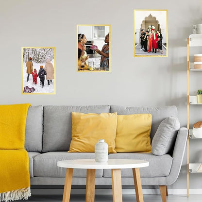 16x24 Picture Frame Set of 2 Gold for Poster Photo Picture and 40x60 cm Canvas, Horizontal and Vertical Formats for Wall Hanging, 16 x 24 Wall Gallery Poster Photo Frame,2 Pack, Gold