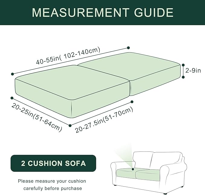 CHUN YI 2Piece Stretch Couch Cushion Covers, Sofa Seat Slipcovers for Pets, Suitable for Armchair Loveseat Sofa with Spandex Jacquard Washable Fabric (2Piece,Coffee)