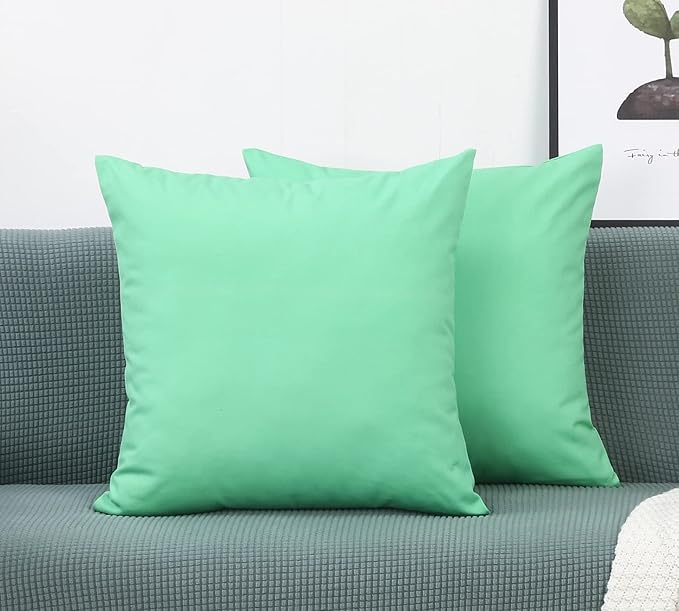 TangDepot Handmade Decorative Solid 100% Cotton Canvas Throw Pillow Covers/Cushion Covers, 45 Colors Available - (16" x 16" , Mint Green, 1 Count (Pack of 1))