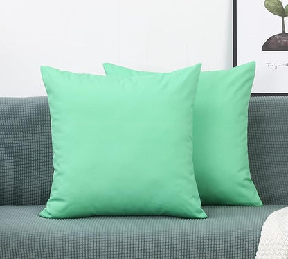 TangDepot Handmade Decorative Solid 100% Cotton Canvas Throw Pillow Covers/Cushion Covers, 45 Colors Available - (16" x 16" , Mint Green, 1 Count (Pack of 1))