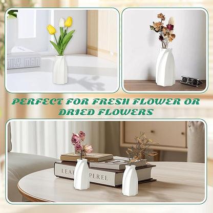 15pcs White Ceramic Bud Vases Bulk, 3.8 Inch Boho Small Vases in Bulk for Flowers, Mini Vases for Centerpieces for Dry Flowers, Pampas Garss for Home Wedding Party Table Decor