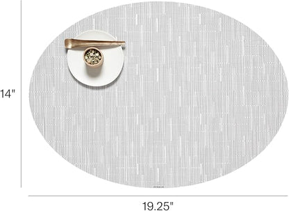 Chilewich Bamboo Placemats Set of 4 - Woven Oval Placemats - Reusable, Stain-Resistant, Indoor/Outdoor Tabletop Protection - 19" x 14" - Moonlight