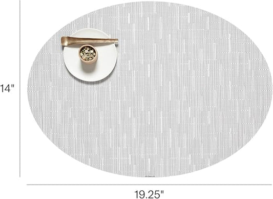 Chilewich Bamboo Placemats Set of 4 - Woven Oval Placemats - Reusable, Stain-Resistant, Indoor/Outdoor Tabletop Protection - 19" x 14" - Moonlight