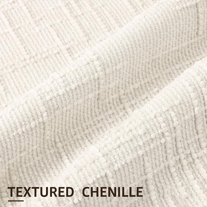 decorUhome Christmas Cream White Chenille Throw Pillow Covers 16x16 Set of 2 Thick Textured Slubby Couch Pillow Covers Farmhouse Accent Modern Neutral Decorative Pillow Cases for Bed Sofa Living Room