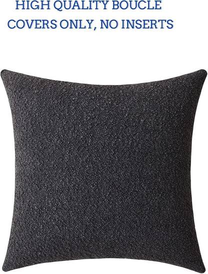Jeneoo Graphite Grey Decorative Square Thick Accent Throw Pillow Covers Fine Textured Boucle Couch Cushion Cases for Sofa Decor, Set of 1, 24 x 24 Inch