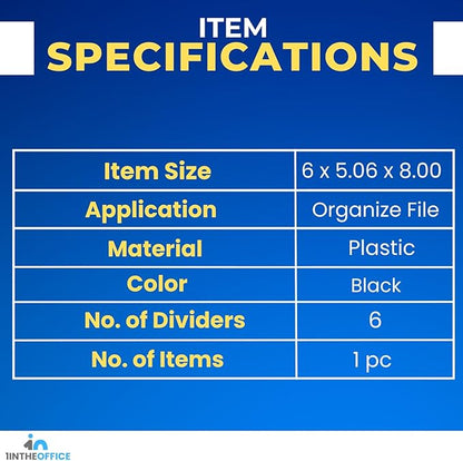 1InTheOffice Incline Desktop File Sorter, 6 Compartments Step Sorter, Black