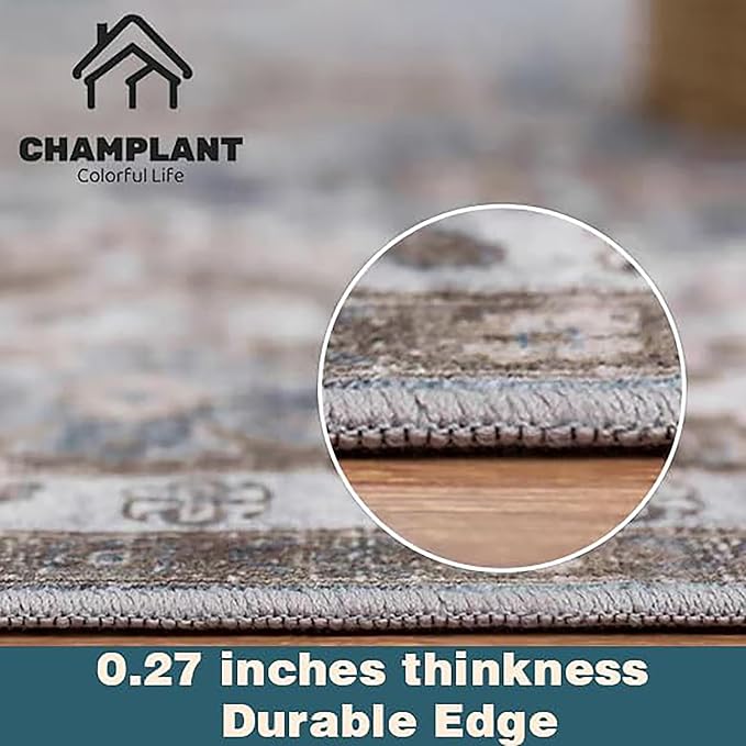9x12 Washable Area Rug Medallion Distressed Design Boho Medallion Non-Shedding Easy Care Ideal for High Traffic Areas in Living Room Bedroom Kitchen Office Coffee Table Large Carpet