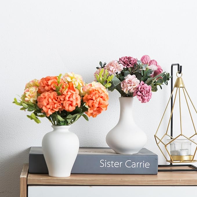 Small Ceramic Vase Set of 5, Modern White Vase, Bud Vase, Boho Decorative Vase for Fireplace, Entryway and Living Room, Centerpiece Table Decorations