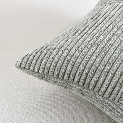 Fancy Homi 2 Packs Grey Lumbar Decorative Throw Pillow Covers 12x20 Inch for Living Room Couch Bed Sofa, Rustic Farmhouse Boho Home Decor, Soft Striped Corduroy Rectangle Accent Cushion Case 30x50 cm