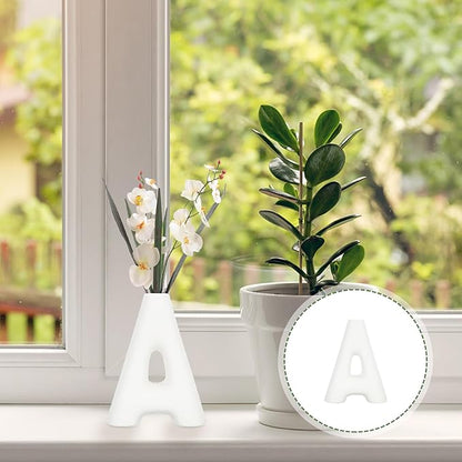 Ceramic Letter a Vase Small Matte White Porcelain Decorative Flower Vase Home Table Decor Retro Style Desktop Accent for Living Room Office