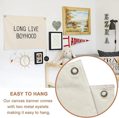 Canvas Banner Hanging Flag Banner for Nursery and Playroom Wall Décor for Kids Trendy Room Décor for Boys and Girls (Long live boyhood)