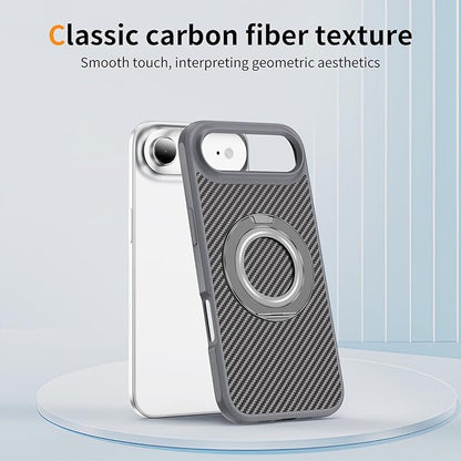 Mag-Stand Carbon Fiber Case for iPhone 17 Air, 360° Rotate Magnetic Stand, Compatible with MagSafe, 15FT Military Protection, Slim Shockproof Magnetic Kickstand Mag Phone Case for Men Women