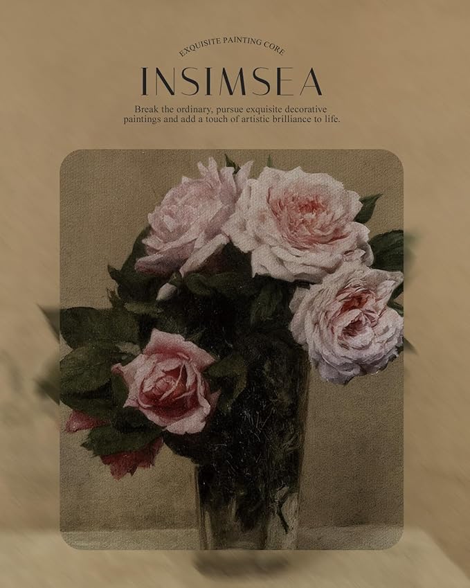 InSimSea Gold Framed Canvas Wall Art Room Decor Vintage Floral Bathroom Wall Decor Rustic Natural Botanical Oil Printing Prints Artwork for Living Room Bedroom Farmhouse 16×13in