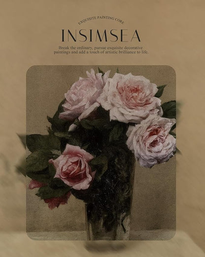 InSimSea Gold Framed Canvas Wall Art Room Decor Vintage Floral Bathroom Wall Decor Rustic Natural Botanical Oil Printing Prints Artwork for Living Room Bedroom Farmhouse 16×13in
