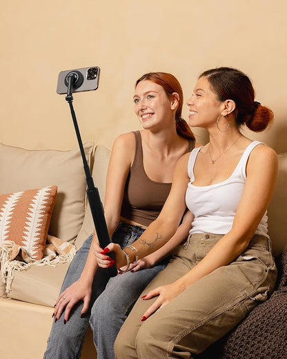 KraftGeek Magnetic Phone Tripod for iPhone MagSafe – 66'' Automatic Selfie Stick with Remote, Portable Tripod Stand for Video Recording, Travel, Vlogging (Black)