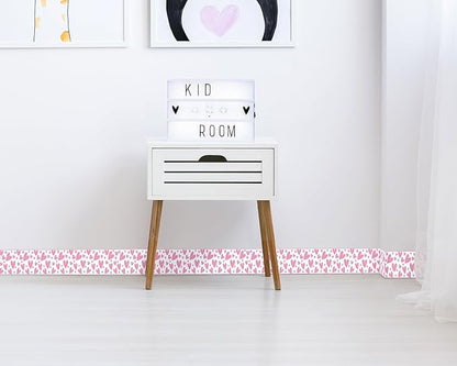 FLFK Pink Heart Wallpaper Border - Peel and Stick Wall Paper, Self Adhesive Removable PVC Borders Sticker, Modern Waterproof Trim for Home Decor, 4" x 240"