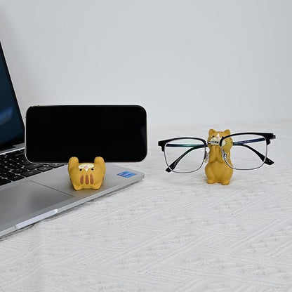 Cat-Shaped Phone Stand and Eyeglass Frames Animal Resin Gifts for Cat Lovers, Home & Office Fashion Accessories(Orange Color)