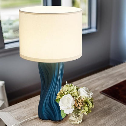 Modern Large Ceramic Plug in Blue Table Lamps for Living Room Bedroom 26.75"