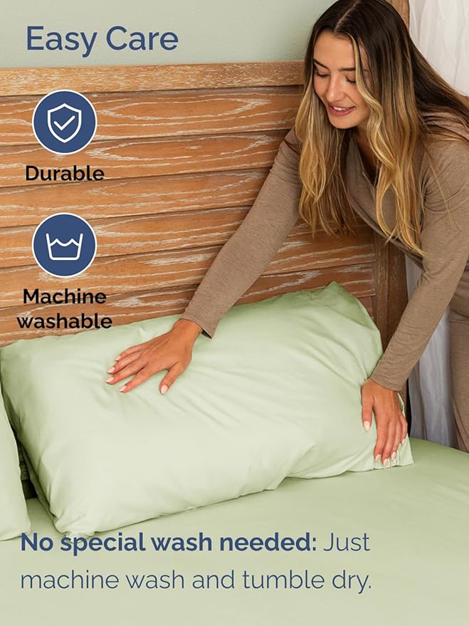 Extra Deep Queen Sheet Set - 6 Piece Breathable & Cooling Sheets - Hotel Luxury Bed Sheets Set - Easy & Secure Fit - Soft, Wrinkle Free & Comfy Sheets Set - Light Sage Sheet Set w/Extra Deep Pockets