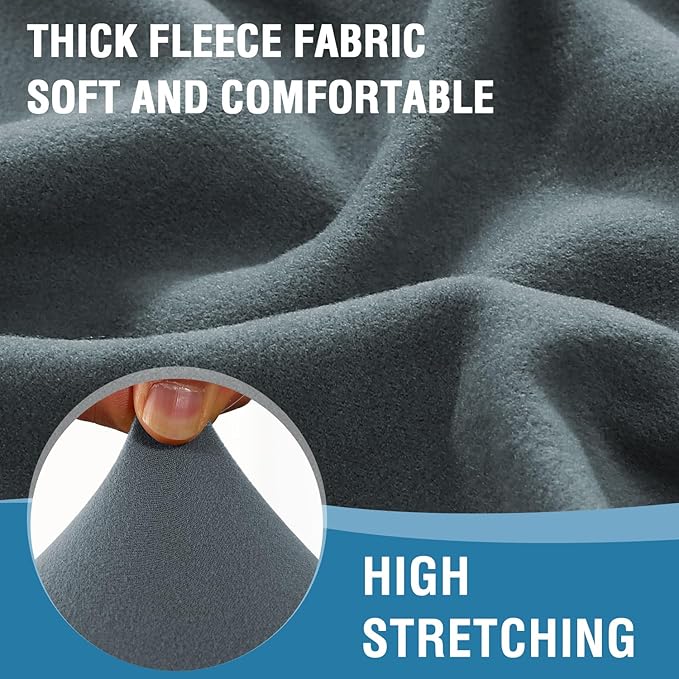 H.VERSAILTEX Fleece Couch Cover Stretch Armchair Slipcover 2 Piece Soft Sofa Covers Washable for Mid-Century Modern Chair Accent Chair Cover(Seat Cushion Cover Plus Back Cushion Cover, Stone Blue)