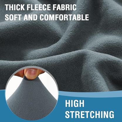 H.VERSAILTEX Fleece Couch Cover Stretch Armchair Slipcover 2 Piece Soft Sofa Covers Washable for Mid-Century Modern Chair Accent Chair Cover(Seat Cushion Cover Plus Back Cushion Cover, Stone Blue)