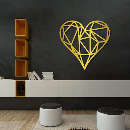 Metal Wall Art, Geometric Heart Metal Wall Art, Metal Art Heart, Heart Wall Decor, Geometric Wall Art, Line Art Wall Decor, Minimalist Wall Art, Wall Decor Living Room (Black, 41"x39"|103x100cm)