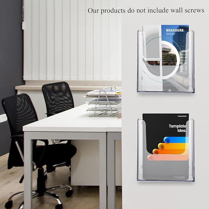 Thyle 2 Pieces 8.8 Inch Wide Magnetic Magazine Holder Acrylic Brochure Document Holder Pamphlet Flyer Display Stand Clear Sign Holders for Metal Surfaces Refrigerators Wall Mount