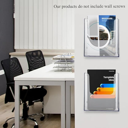 Thyle 4 Pieces 8.8 Inch Wide Magnetic Magazine Holder Acrylic Brochure Document Holder Pamphlet Flyer Display Clear Sign Stand for Metal Surfaces Refrigerators Wall Mount