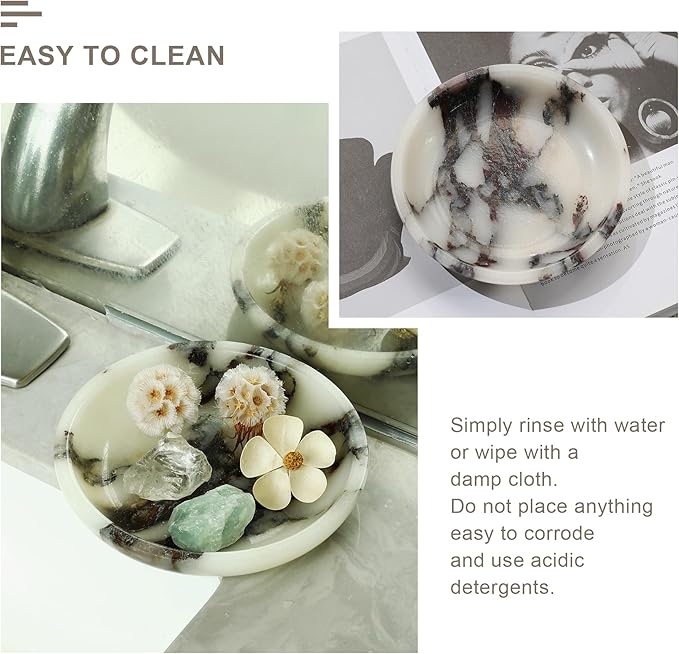 Jewelry Tray,5.5"x5.5" Marble Jewelry Tray for Entryway Table,Countertop Bathroom, Kitchen Dresser,Marble Tray,Waiting for Storage of Small Trinket,Home Decor Organizer