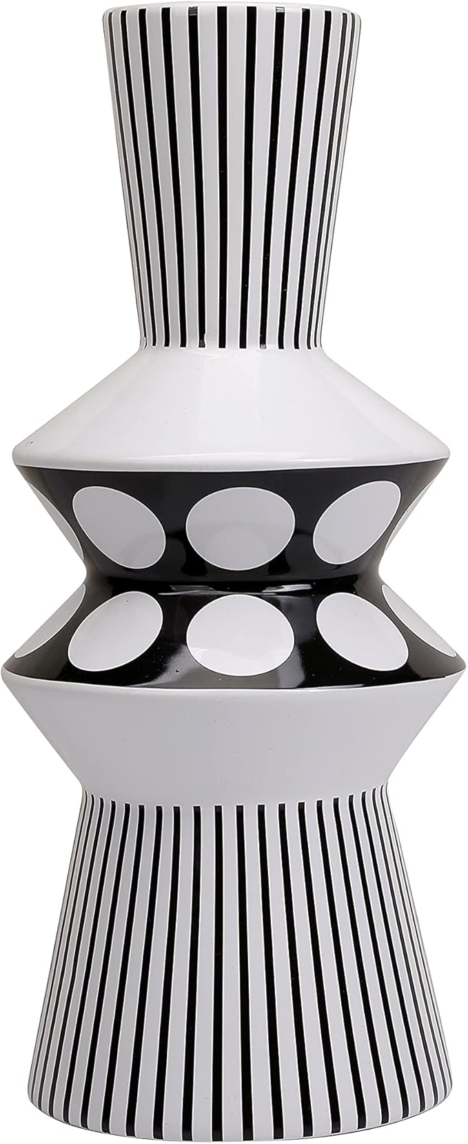 Magcolor Flower vase Large Black and White Striped Geometric Ceramic Vase -Modern Vase Decoration. Perfect Home Decoration Vase