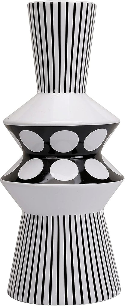 Magcolor Flower vase Large Black and White Striped Geometric Ceramic Vase -Modern Vase Decoration. Perfect Home Decoration Vase