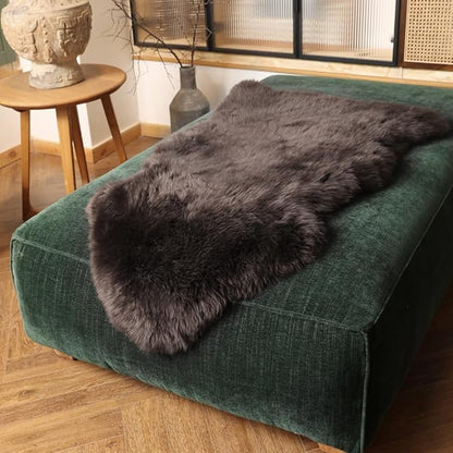 Premium Genuine Fur Sheepskin Rug Real Australia Sheepskin Natural Luxury Fluffy Lambskin Fur Area Rug Seat Covers for Kids Bedroom Sofa Chair Cover (Dark Walnut, Single Pelt/2ft x 3ft)