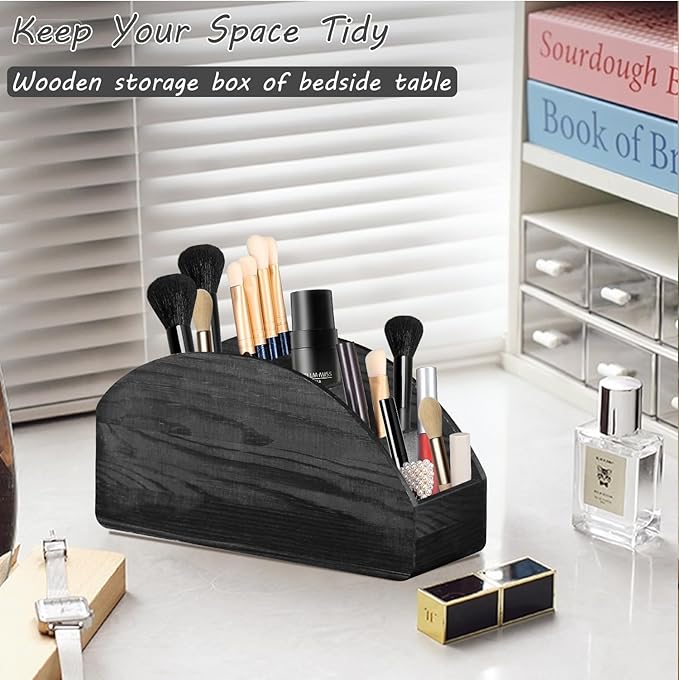 BIBELUN TV Remote Control Holder with 5 Compartments, Bedside Table Remote Caddy, Desktop Storage Box Organizer/Tray to Store Pen, Controllers, Media Player, Cosmetics, Office Supplies, Home Décor
