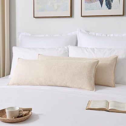 Kevin Textile 14x36 Inch Long Lumbar Cover 1 Pack Soft Boucle Textured Decorative Waterproof Rectangle Cushion Elegant Accent Pillows for Couch Sofa Chair Bed Home Decor Indoor Outdoor Beige