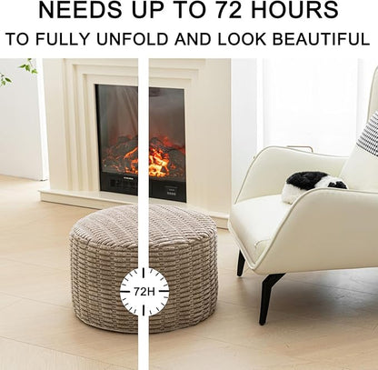 Asuprui Pouf Ottoman Stuffed Round Modern Foam Filled Ottoman Foot Rest Poufs for Living Room Chair Decorative Boho Foot Stool for Wedding Christmas Party