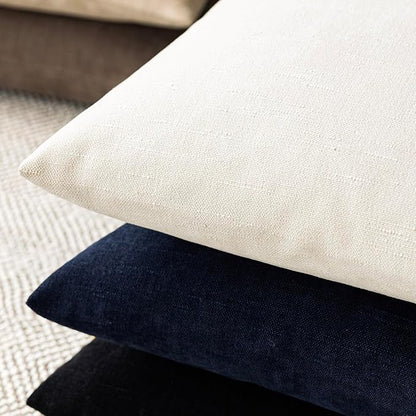 Foindtower Pack of 2 Soft Textured Throw Decorative Pillow Covers Square Accent Solid Cushion Cover Cozy Neutral Farmhouse Pillow Case for Couch Sofa Bedroom Living Room 18x18 Inch, Ivory White